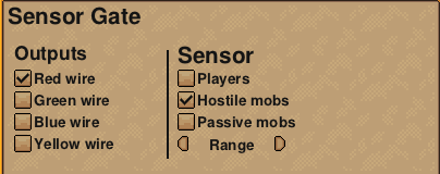 The settings for the sensor to pulse the XOR gate